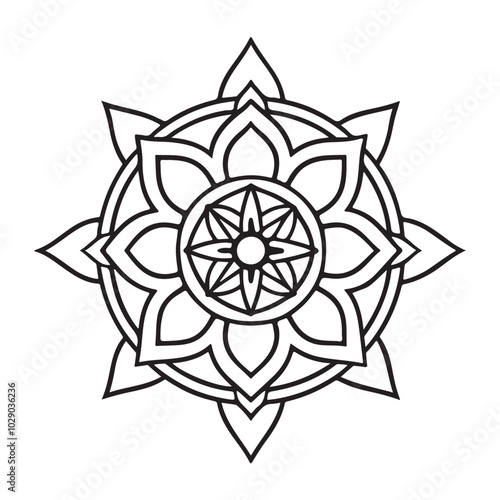 Mandala silhouette vector style with white background