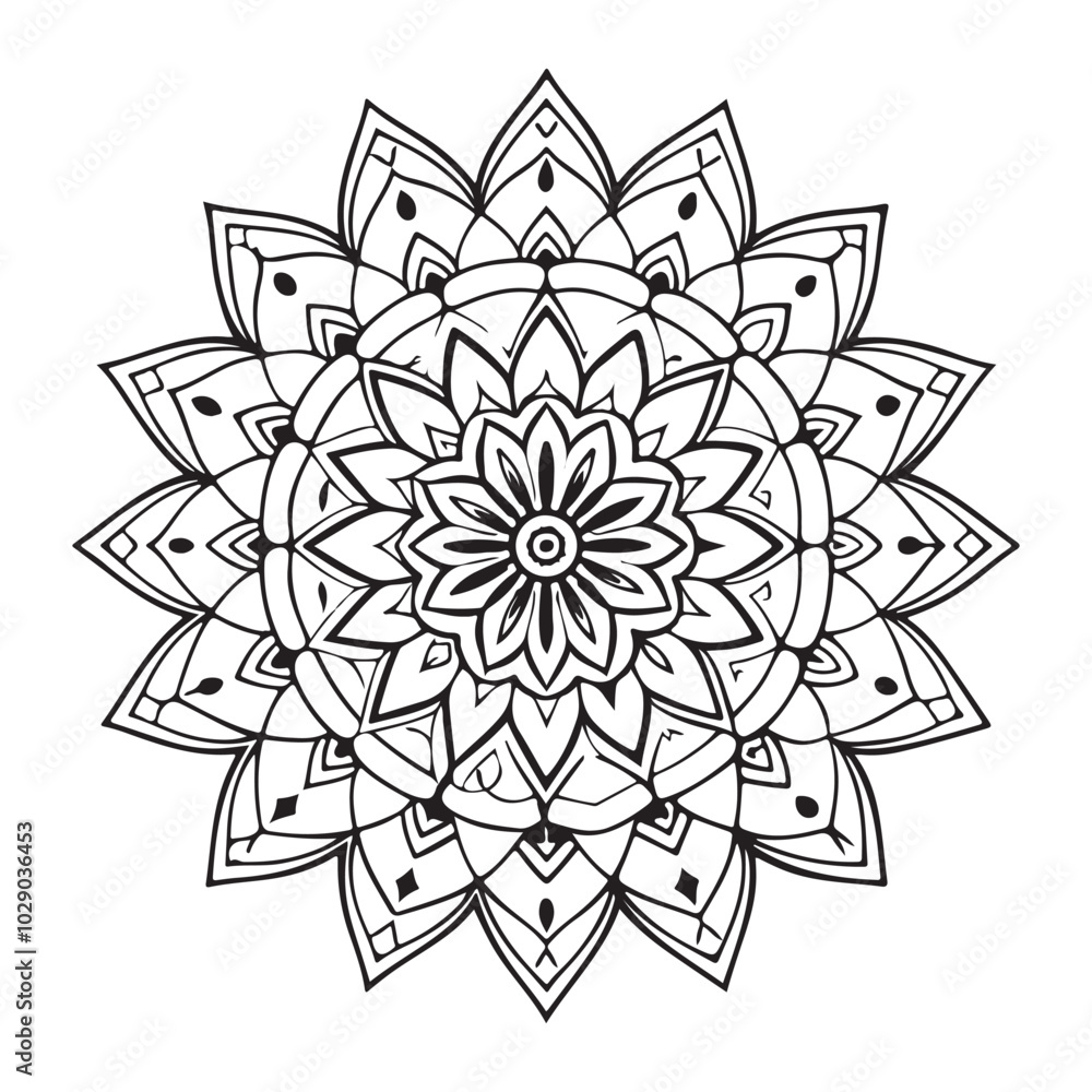 Mandala silhouette vector style with white background Mandala silhouette vector style with white background