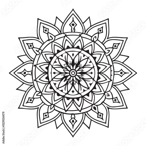 Mandala silhouette vector style with white background