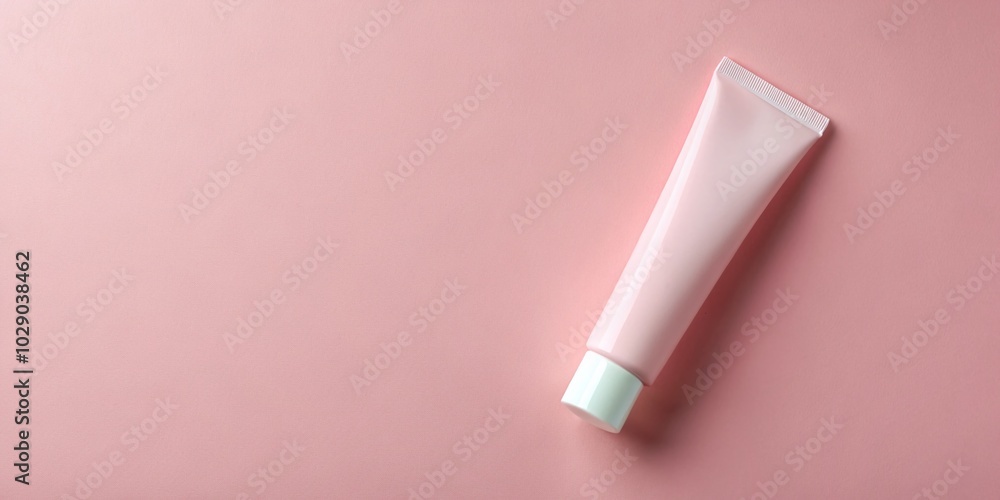 Minimalist Flat Lay of Eye Cream on Pink Background - Perfect for Beauty and Skincare Content Minimalist Flat Lay of Eye Cream on Pink Background - Perfect for Beauty and Skincare Content