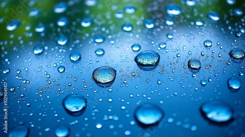 Wallpaper Mural Blue Water Drops on Smooth Surface Macro Photography Torontodigital.ca