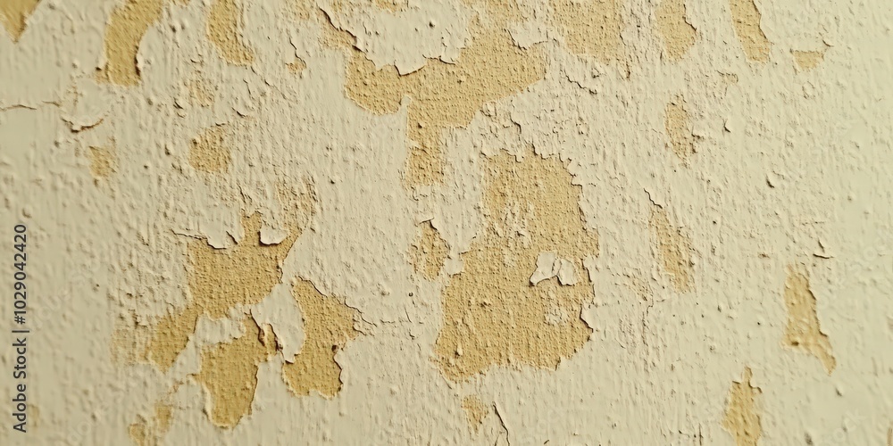 Fototapeta premium Textured Wall with Peeling Paint in Soft Yellow Hue