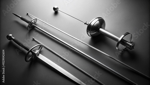 Minimalist Monochrome Images of Rapiers and Epees for Elegant Decor