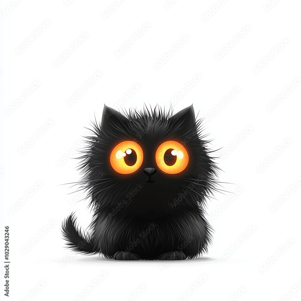 A cute, fluffy black cat with big orange eyes, perfect for adding charm and warmth to any creative project. A cute, fluffy black cat with big orange eyes, perfect for adding charm and warmth to any creative project.