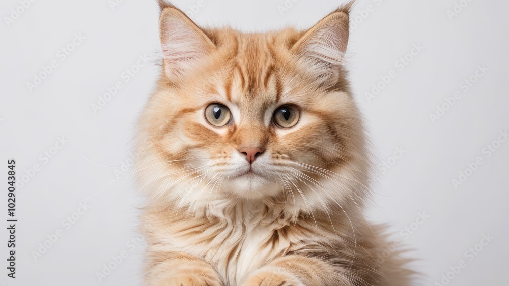 Cream siberian cat on grey background Cream siberian cat on grey background