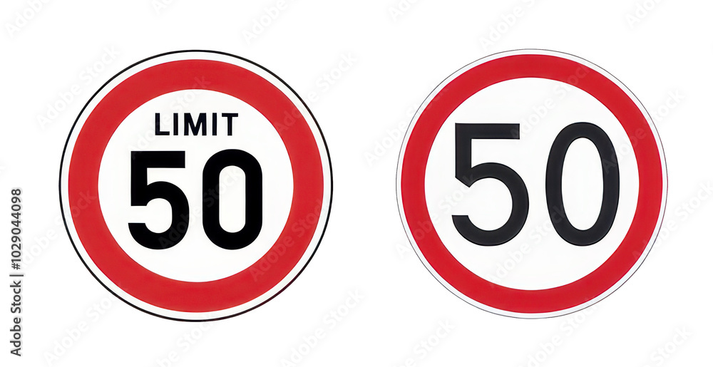 Speed limit signs, white isolate background Speed limit signs, white isolate background