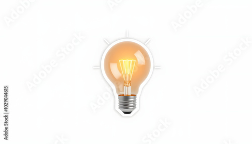 One out unique idea light bulb - 3D render isolated with white highlights, png