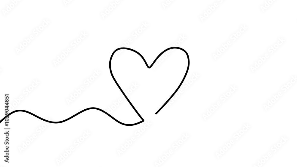 Continuous drawing line art of love symbol with black line and white background. One line Continuous drawing line art of love symbol with black line and white background. One line