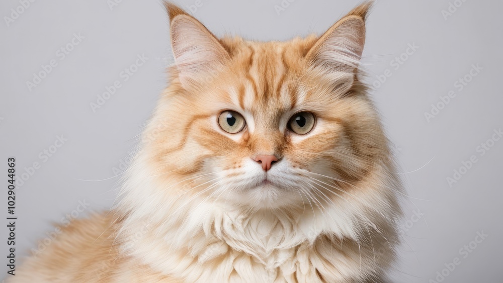 Portrait of Cream siberian cat on grey background Portrait of Cream siberian cat on grey background