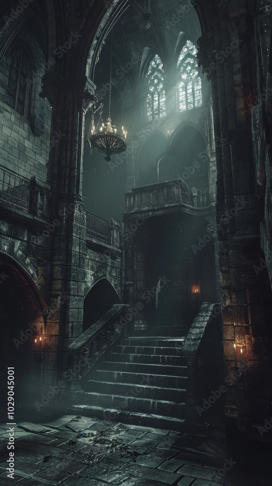 Eerie citadel of immortal darkness, 4K hyperrealistic photo Eerie citadel of immortal darkness, 4K hyperrealistic photo