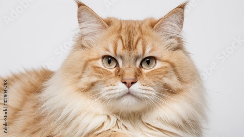 Portrait of Cream siberian cat on grey background