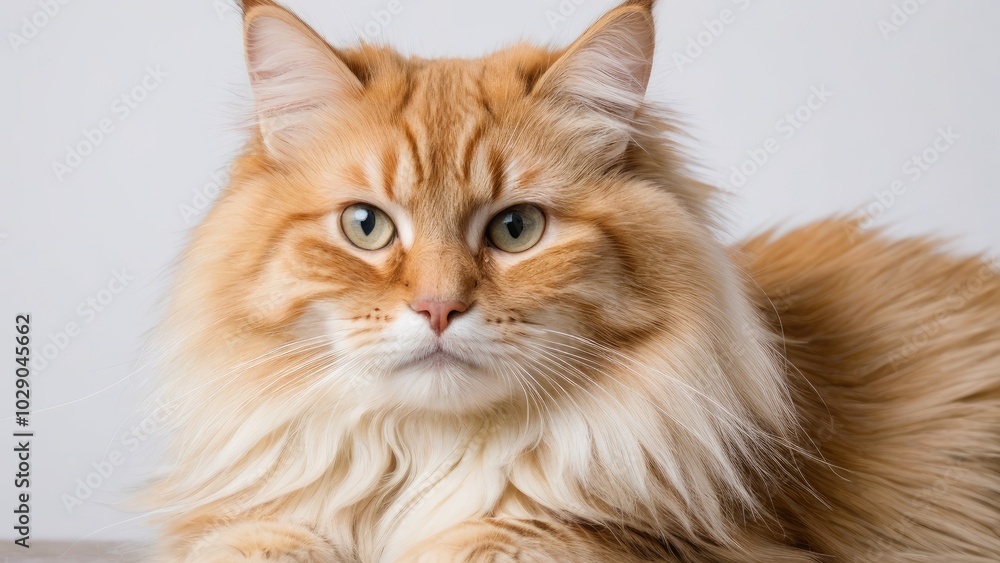 Portrait of Cream siberian cat on grey background Portrait of Cream siberian cat on grey background