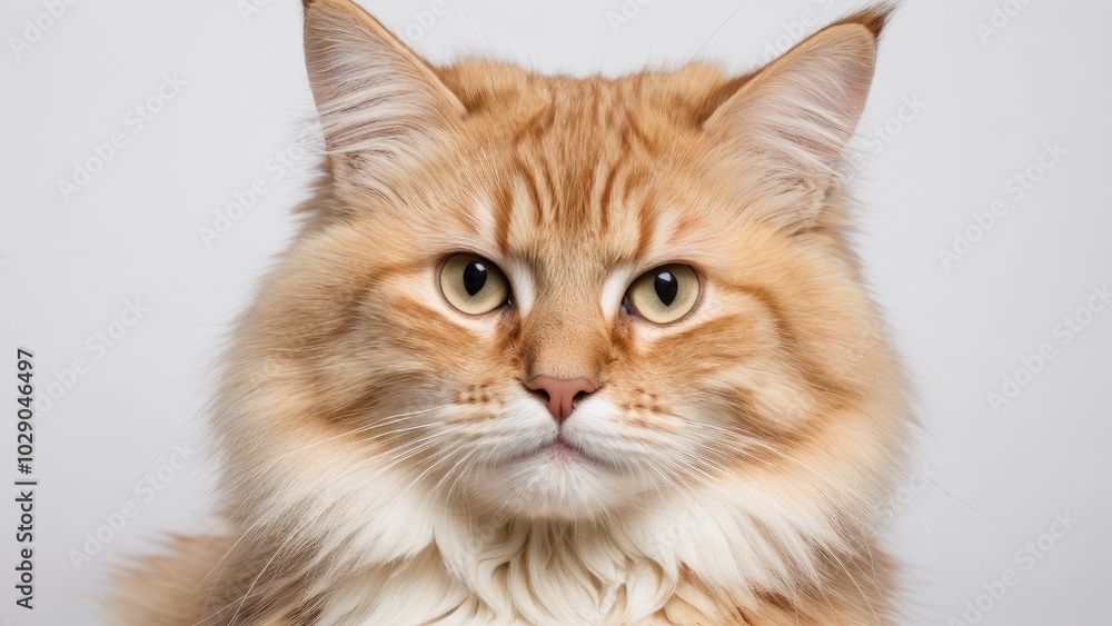 Portrait of Cream siberian cat on grey background Portrait of Cream siberian cat on grey background