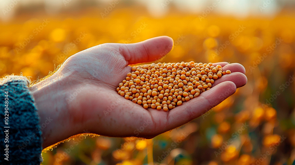 Abundant soybean harvest, agriculture field Abundant soybean harvest, agriculture field