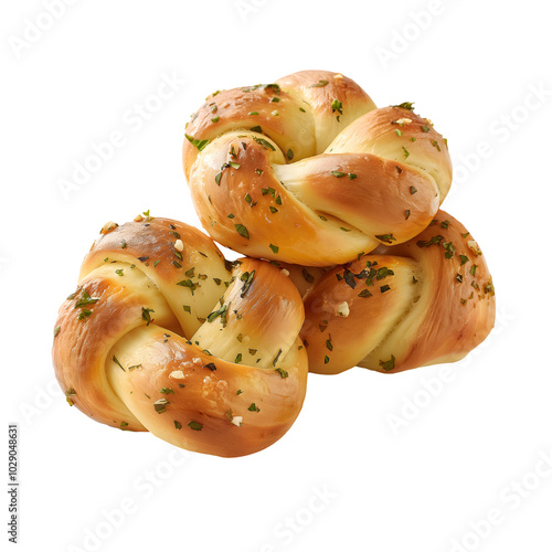 Garlic Knots isolated on a transparent background, cut out, png, generative AI photo