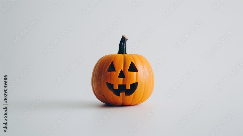 A Carved Jack-O'-Lantern Pumpkin with a Smiling Face A Carved Jack-O'-Lantern Pumpkin with a Smiling Face