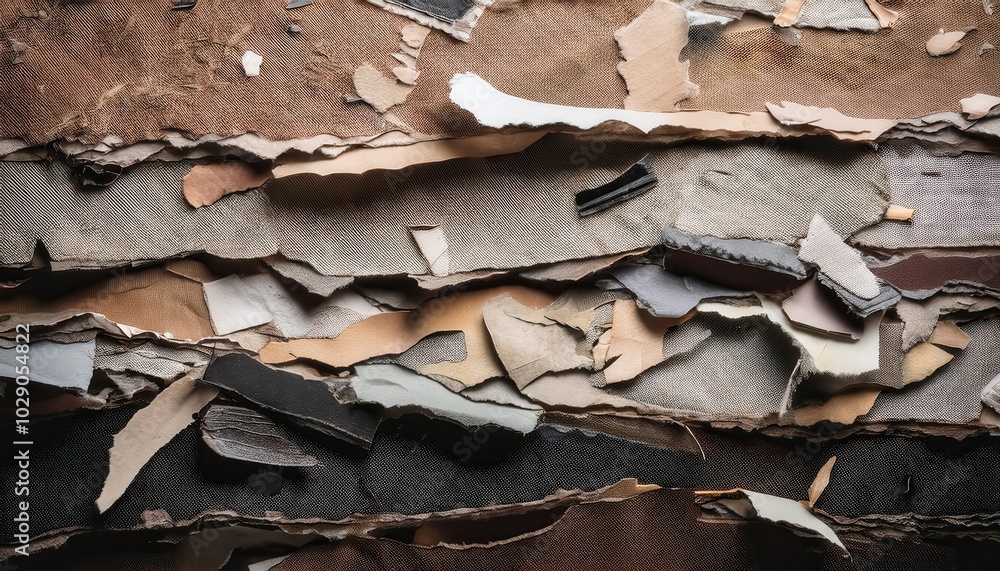 Aesthetic Close-Up of Recycled Leather and Fabric Scraps for Sustainable Fashion, Upcycling Projects, and Textural Art Designs Aesthetic Close-Up of Recycled Leather and Fabric Scraps for Sustainable Fashion, Upcycling Projects, and Textural Art Designs