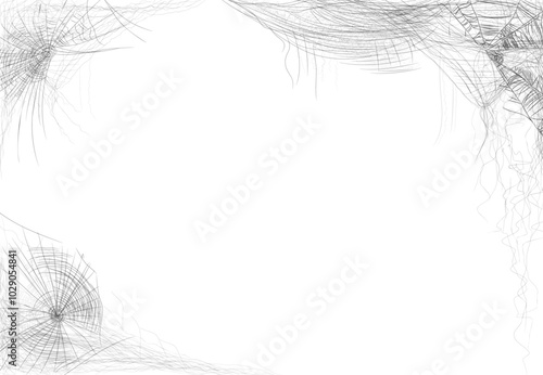 Cobweb frame with tangled spider web nets and threads, realistic illustration. Creepy border with edges and corners filled with arachnid sticky net. Halloween holiday celebration design
