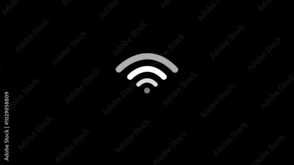 Wi-Fi, icon Network ,4k animation black background. Wi-Fi, icon Network ,4k animation black background.