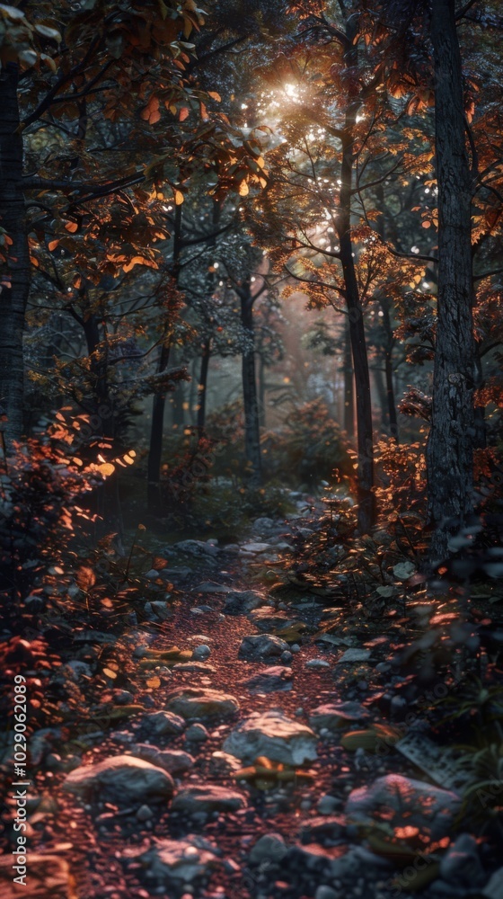 Sacred woodland sanctuary at twilight, 4K hyperrealistic photo Sacred woodland sanctuary at twilight, 4K hyperrealistic photo