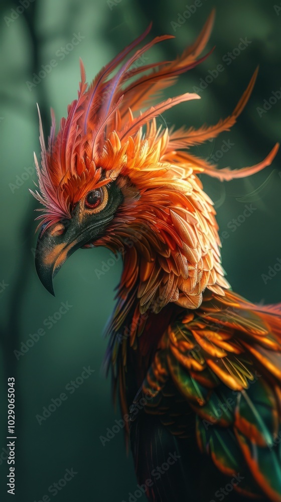 Mystical phoenix profile, 4K hyperrealistic photo Mystical phoenix profile, 4K hyperrealistic photo