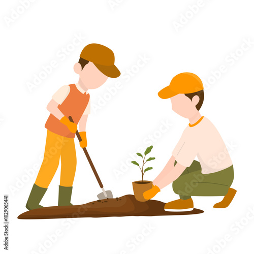 Man Planting Tree for Reforestation