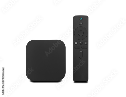 Obraz na płótnie Android TV box receiver and player on white background w salonie