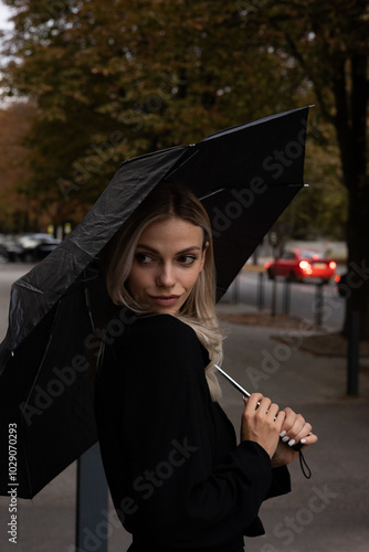 woman with umbrella photo