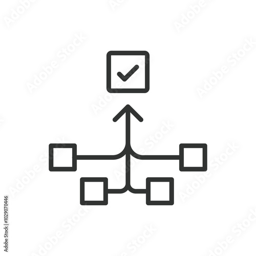 Work flow, in line design. Work flow, process, efficiency, tasks, organization, productivity, management on white background vector. Work flow editable stroke icon