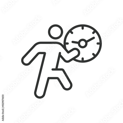 Work rush, in line design. Work rush, urgency, deadline, productivity, multitasking, stress, efficiency on white background vector. Work rush editable stroke icon