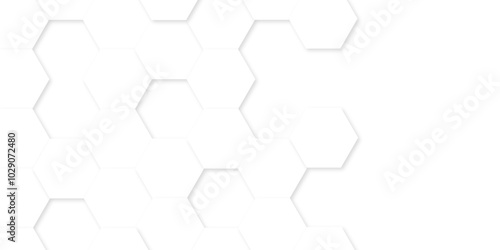 Abstract white background with hexagon and hexagonal background. Luxury white pattern with hexagons. abstract 3d hexagonal background with shadow. 3D futuristic abstract honeycomb mosaic background.