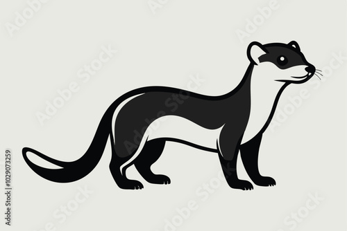 Solid color Stoat animal vector design