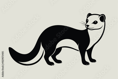 Solid color Stoat animal vector design