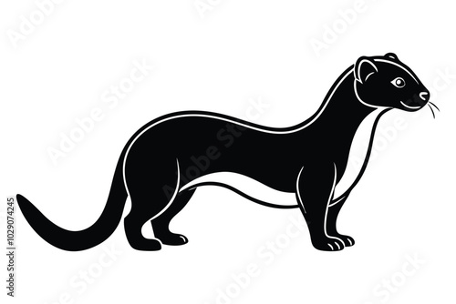 Solid color Stoat animal vector design