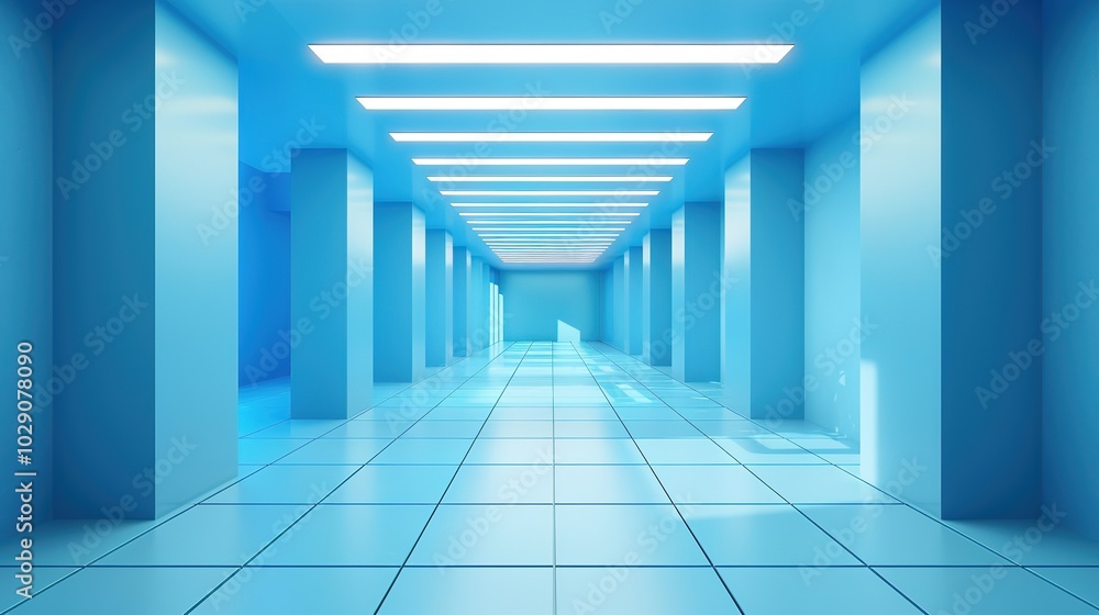 Fototapeta premium Blue Background 3D Rendering Image - a stunning and immersive visual. The blue background with 3D rendering creates a captivating and futuristic scene.