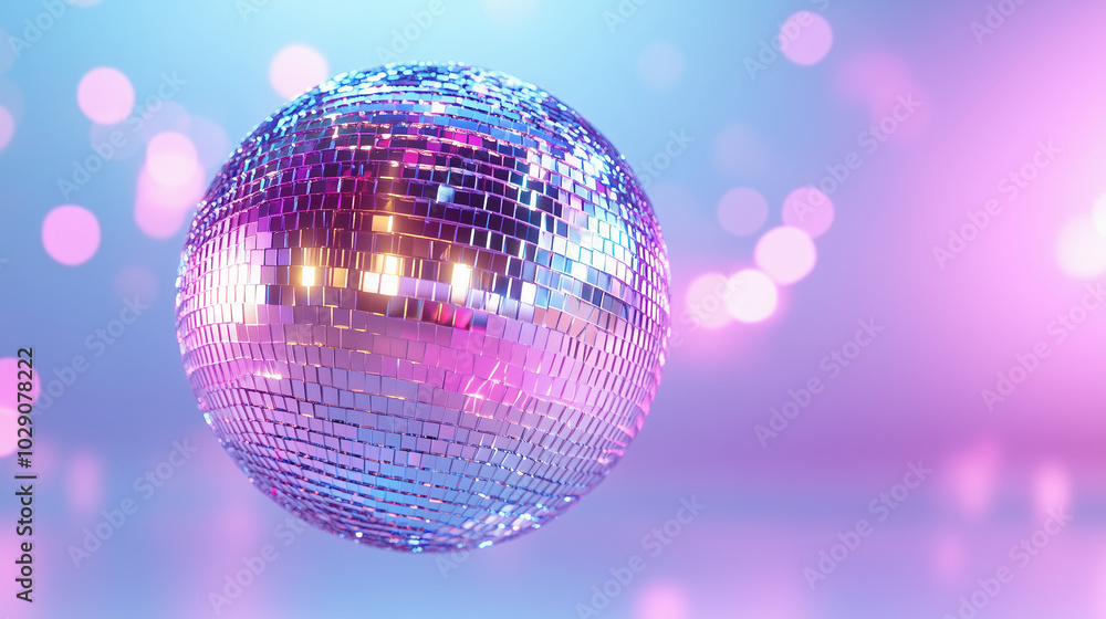 Obraz premium shiny disco ball floating against a pastel background