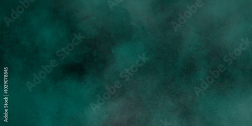 Green background with elegant vintage texture. Smoke in the dark. Abstract watercolor background with splashes. abstract cloud and vapor texture background. Teal color powder explosion .