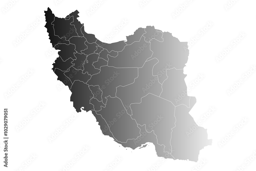 Obraz premium Iran administrative map. provinces map of Iran, blank Map, empty map of Iran country