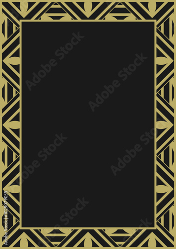 Golden ornamental frame A4 with vintage pattern. Version 14. Vector illustration
