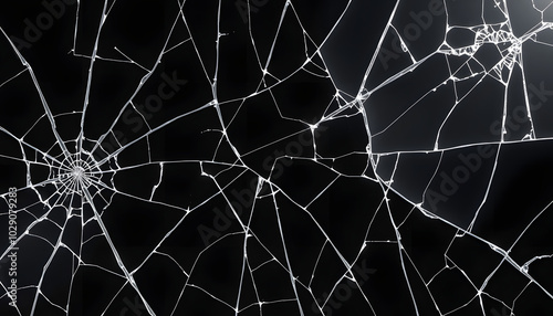 Cracked glass screen window overlay isolated cutout on transparent isolated with white highlights, png