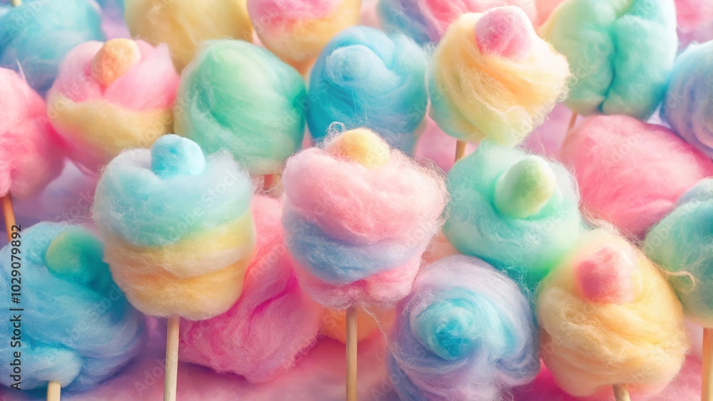 Delightful cotton candy showcased with a soft, colorful pastel theme. Delightful cotton candy showcased with a soft, colorful pastel theme.