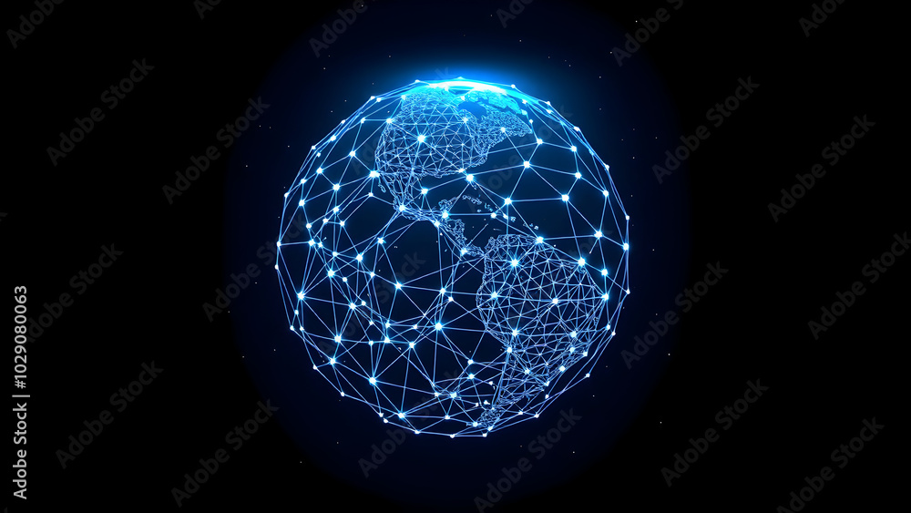 Digital globe made of glowing connected points and lines, Generative AI Digital globe made of glowing connected points and lines, Generative AI