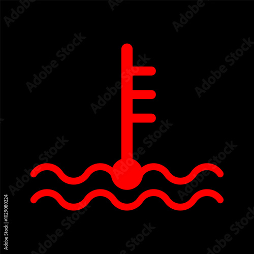Car Engine Temperature Sign. Car Engine Heat Icon. Vector Illustration.