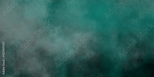 Green background with elegant vintage texture. Smoke in the dark. Abstract watercolor background with splashes. abstract cloud and vapor texture background. Teal color powder explosion .