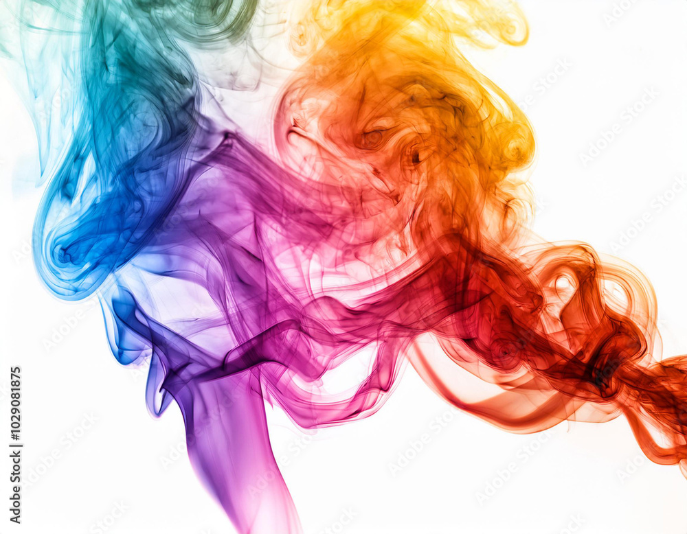 Fototapeta premium Multicolored jetstream ink in water on a white background