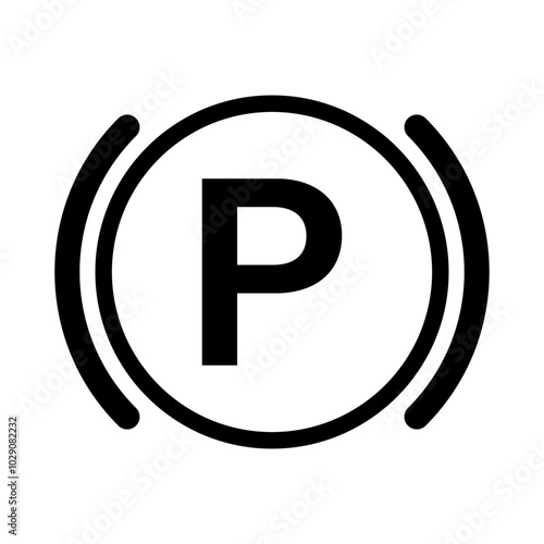 Hand Brake Sign. Parking Brake Sign. Vector Illustration. 