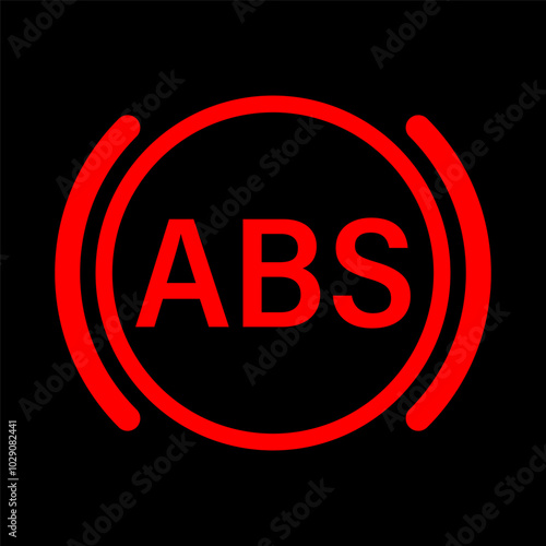 ABS Warning Icon. Anti-Lock Braking System Warning Sign. Vector Illustration. 