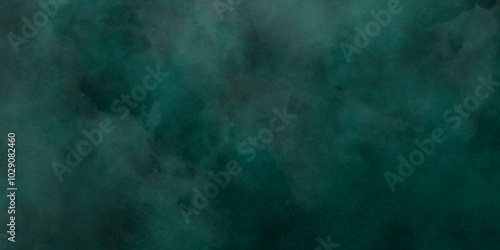 Green background with elegant vintage texture. Smoke in the dark. Abstract watercolor background with splashes. abstract cloud and vapor texture background. Teal color powder explosion .