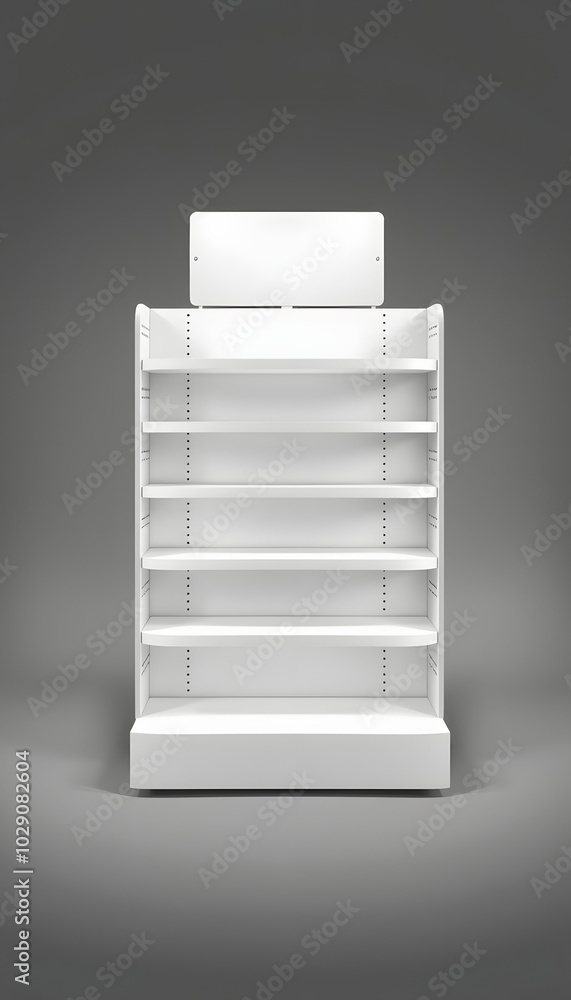 Retail cardboard display rack with rounded shelves. Design for product promotion and advertising. 3d illustration set on gray background isolated with white highlights, png Retail cardboard display rack with rounded shelves. Design for product promotion and advertising. 3d illustration set on gray background isolated with white highlights, png