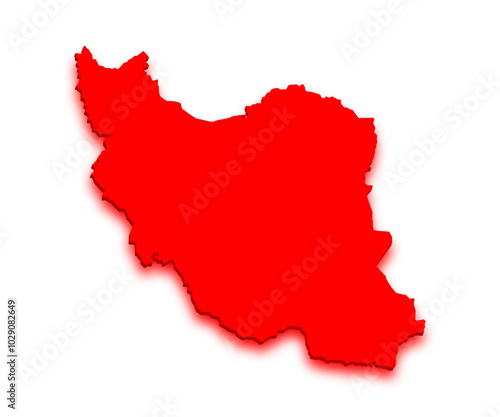 neon red Iran country map.